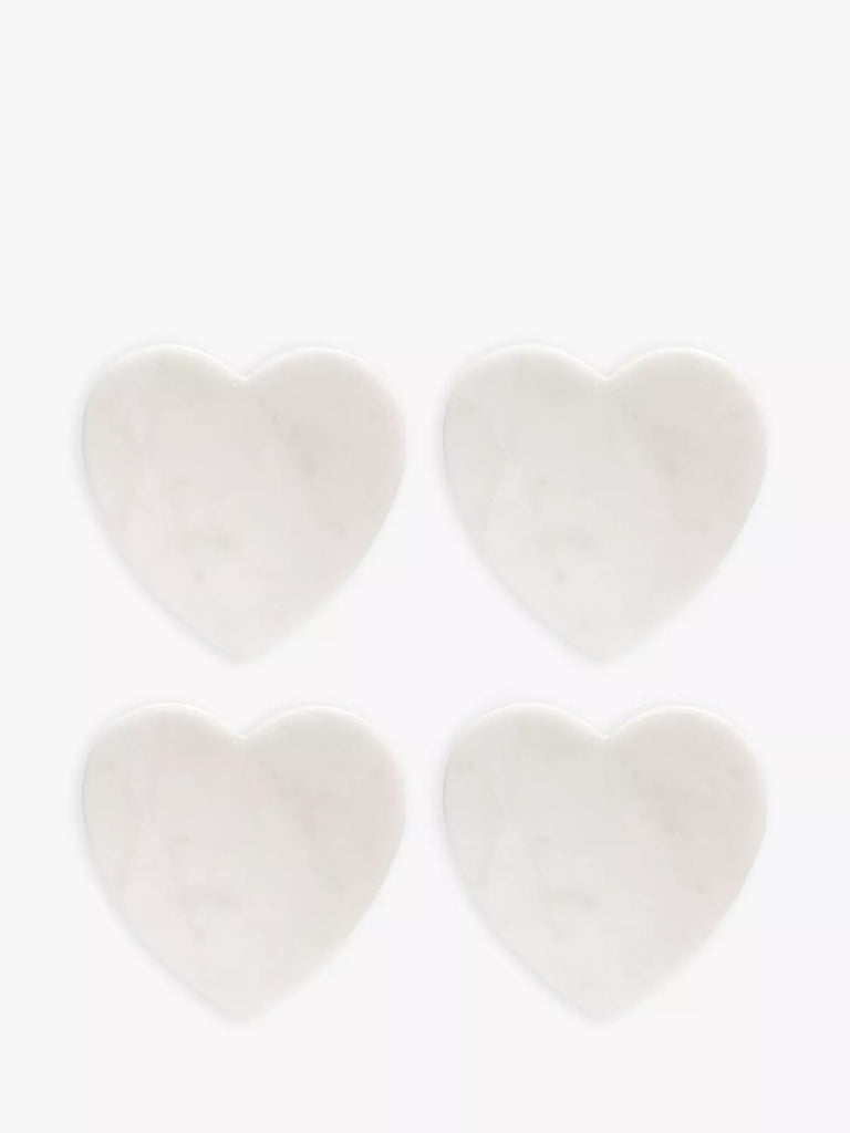 Culinary Concepts Marble Heart Coaster, Set of 4, White