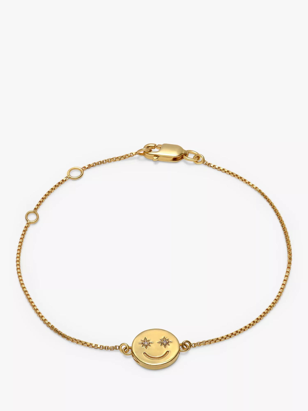 Rachel Jackson London Mini Smiley Face Bracelet, Gold