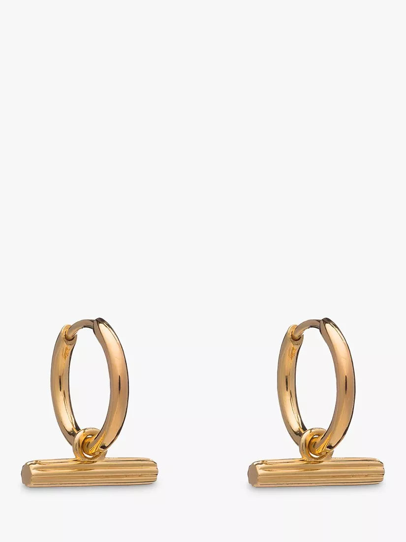 Rachel Jackson London Mini-T-Bar-Huggie-Hoop-Ohrringe Gold (britische Marke)
