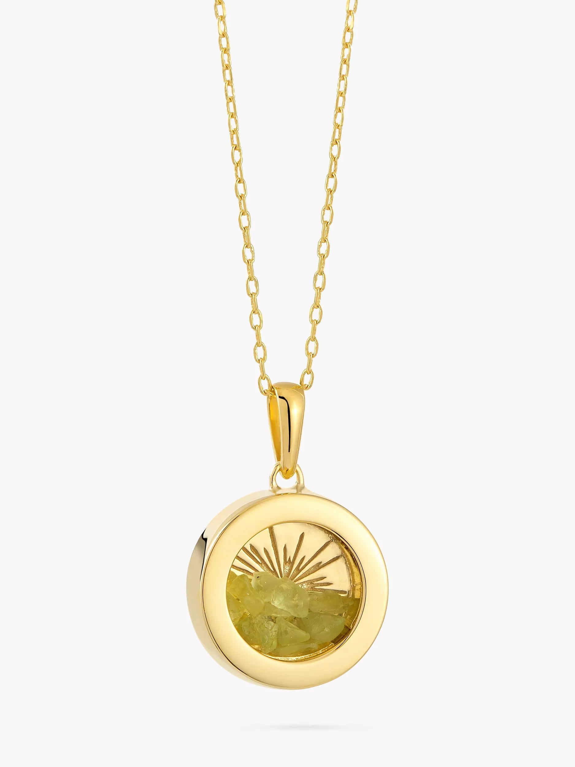 Rachel Jackson London Personalised Small Deco Sun Birthstone Amulet Necklace Gold