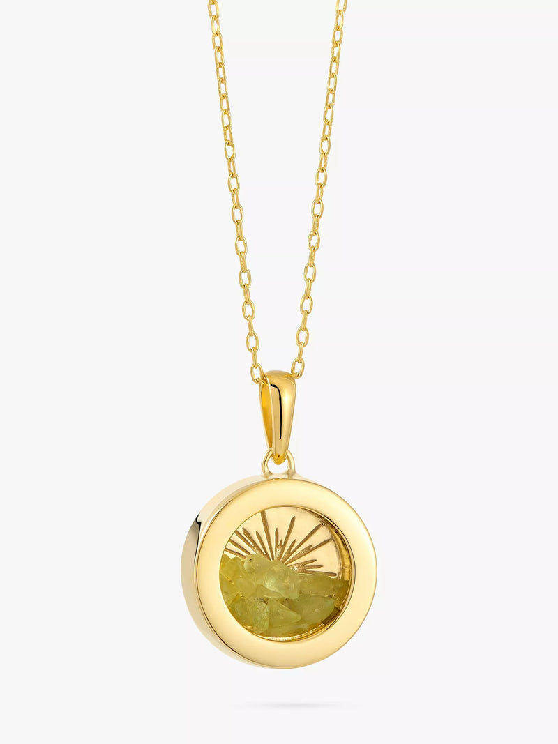 Rachel Jackson London Personalised Small Deco Sun Birthstone Amulet Necklace Gold