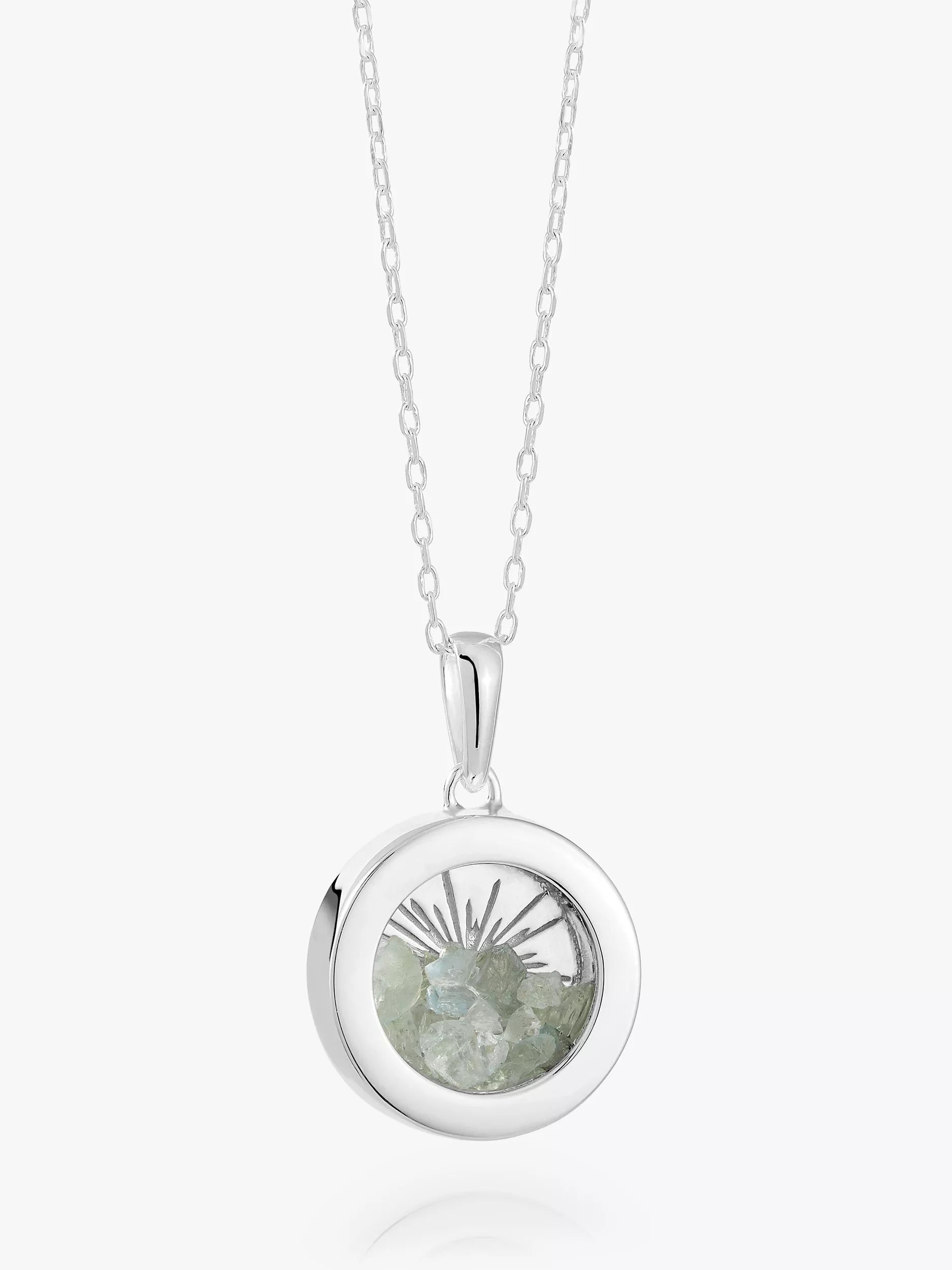 Rachel Jackson London Personalisierbares kleines Deko-Sonnen-Geburtsstein-Amulett-Halskette, Silber