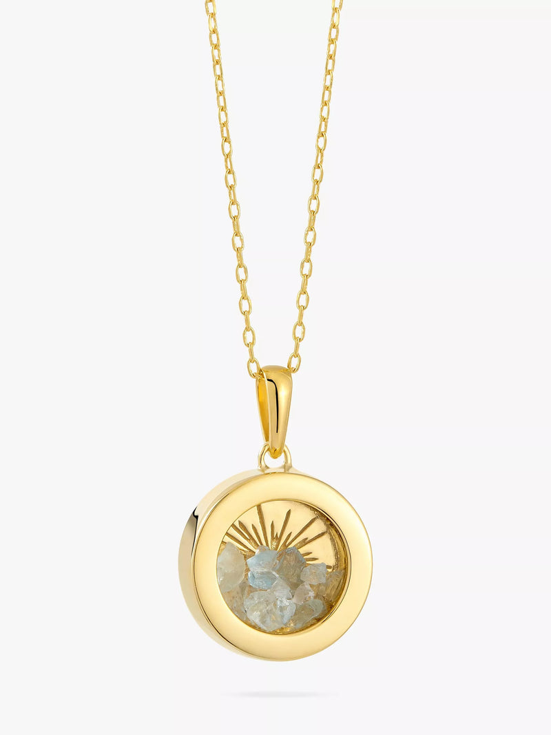 Rachel Jackson London Personalised Small Deco Sun Birthstone Amulet Necklace Gold