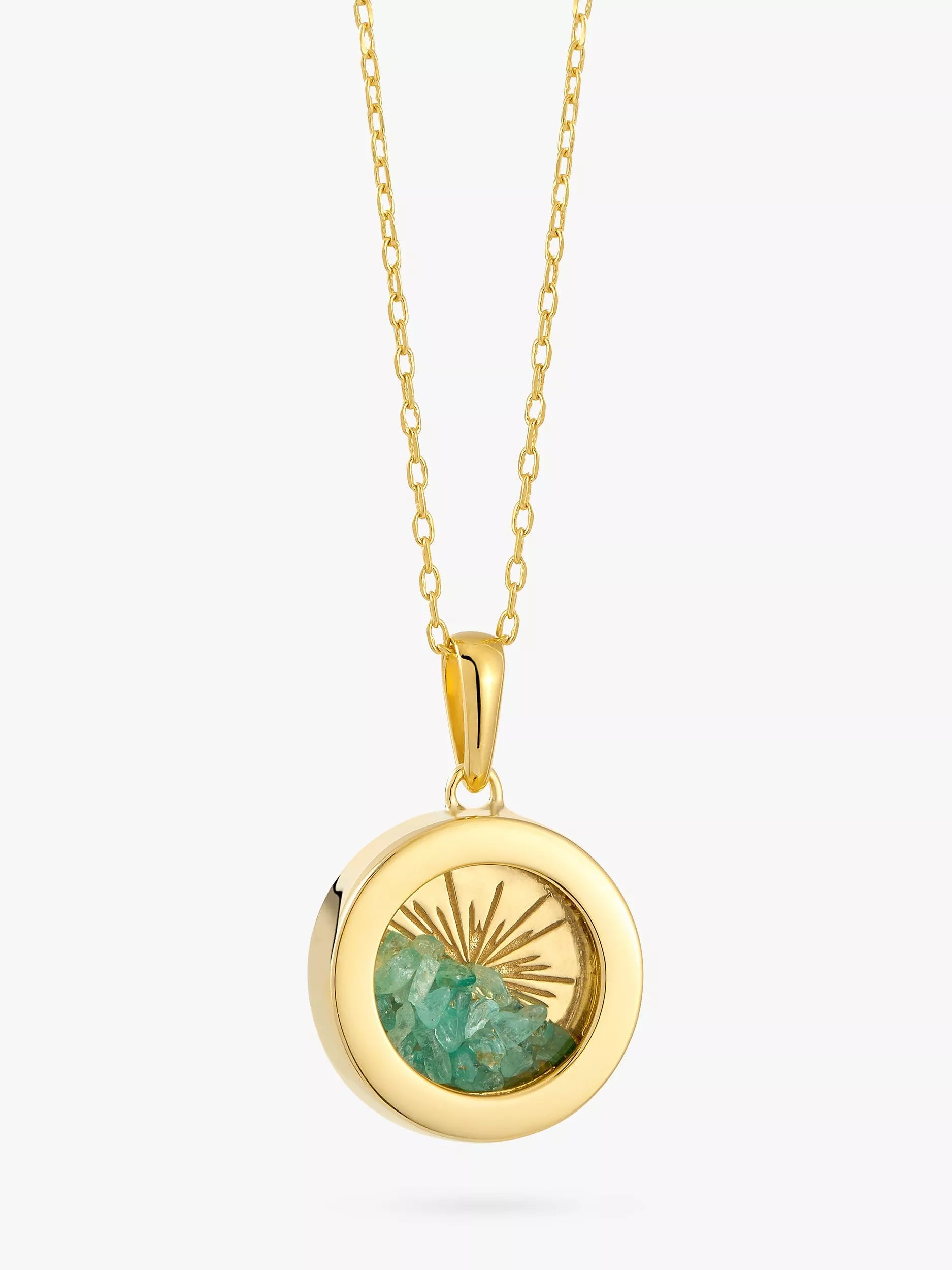 Rachel Jackson London Personalised Small Deco Sun Birthstone Amulet Necklace Gold