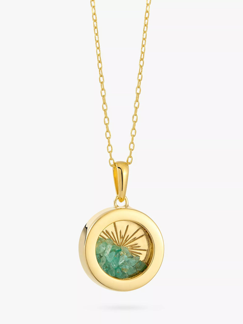 Rachel Jackson London Personalised Small Deco Sun Birthstone Amulet Necklace Gold