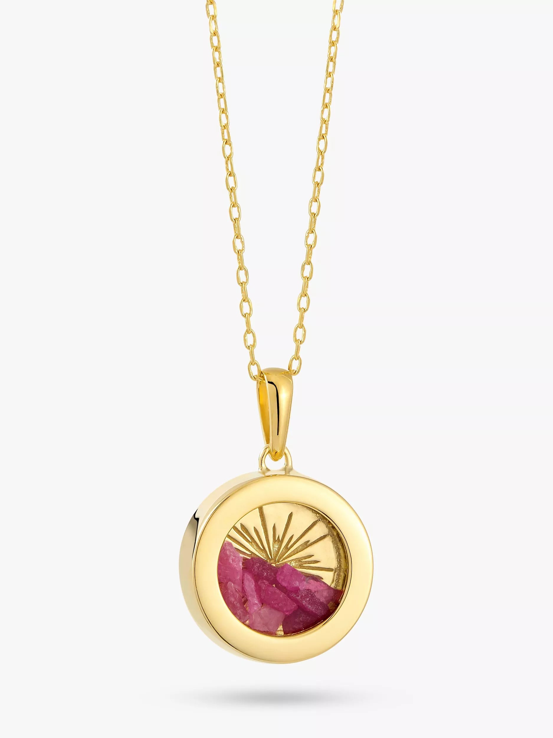 Rachel Jackson London Personalised Small Deco Sun Birthstone Amulet Necklace Gold