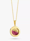 Rachel Jackson London Personalised Small Deco Sun Birthstone Amulet Necklace Gold