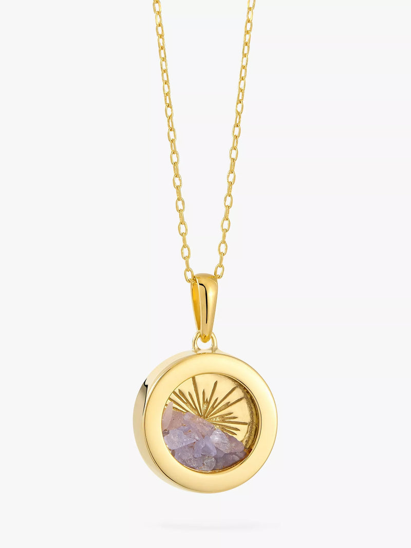 Rachel Jackson London Personalised Small Deco Sun Birthstone Amulet Necklace Gold