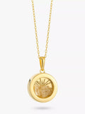 Rachel Jackson London Personalised Small Deco Sun Birthstone Amulet Necklace Gold