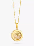 Rachel Jackson London Personalised Small Deco Sun Birthstone Amulet Necklace Gold