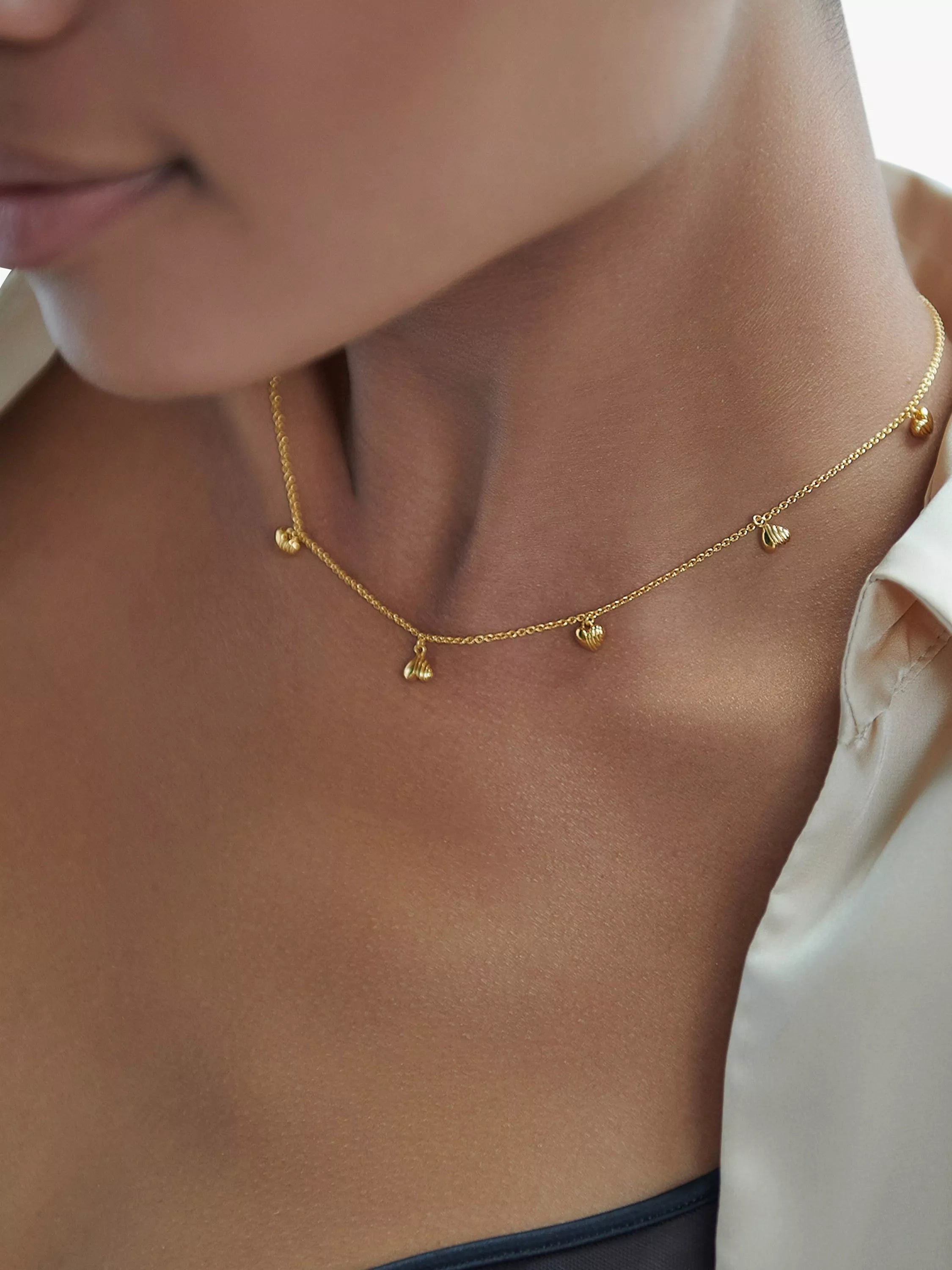 Rachel Jackson London gold plated deco hearts necklace, imported from the UK
