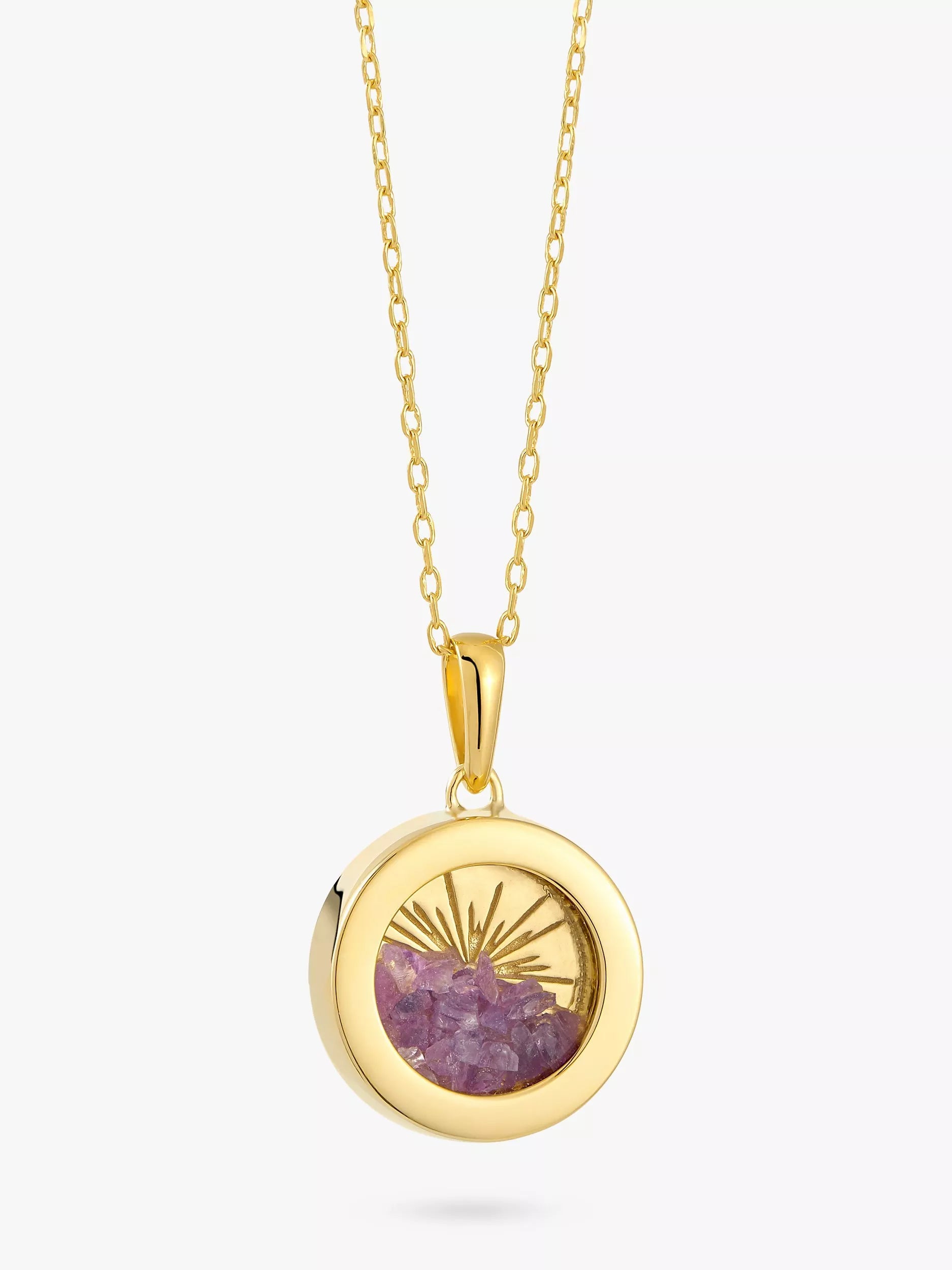 Rachel Jackson London Personalised Small Deco Sun Birthstone Amulet Necklace Gold