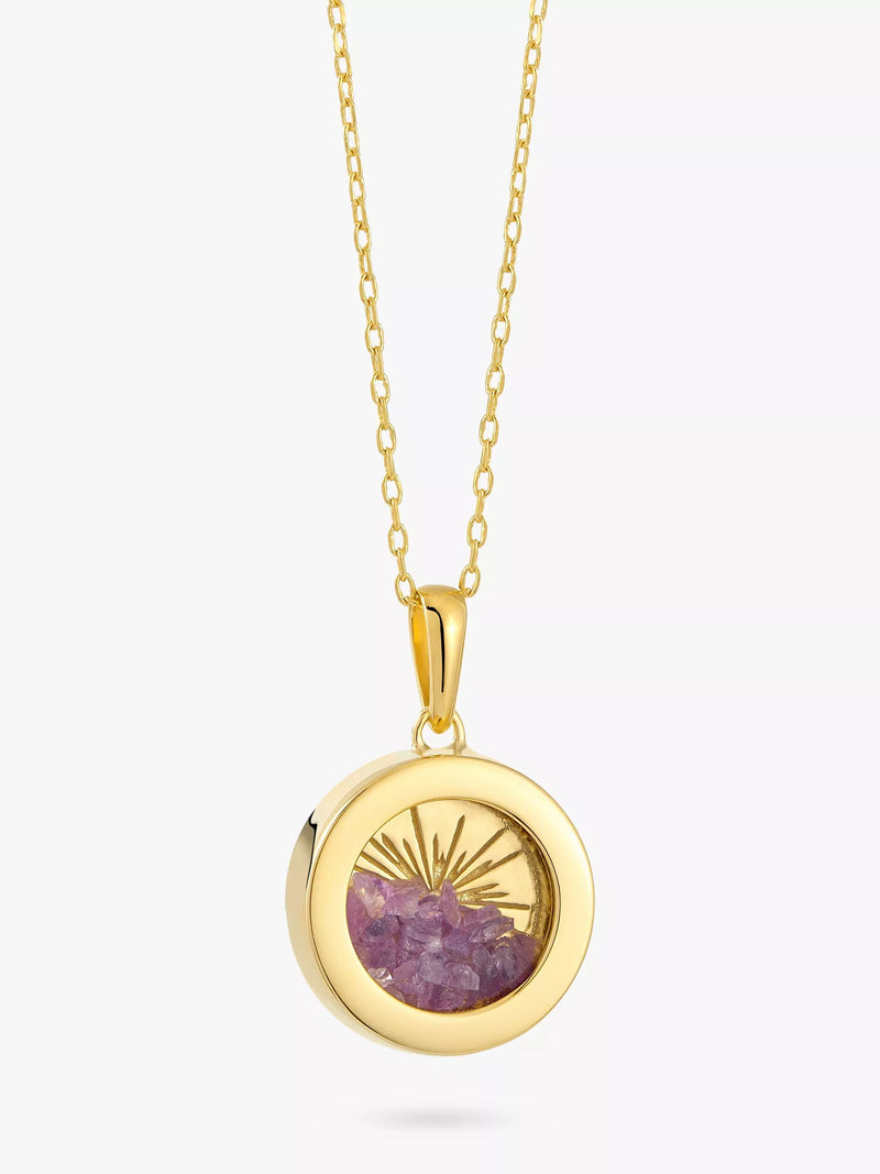 Rachel Jackson London Personalised Small Deco Sun Birthstone Amulet Necklace Gold