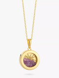 Rachel Jackson London Personalised Small Deco Sun Birthstone Amulet Necklace Gold