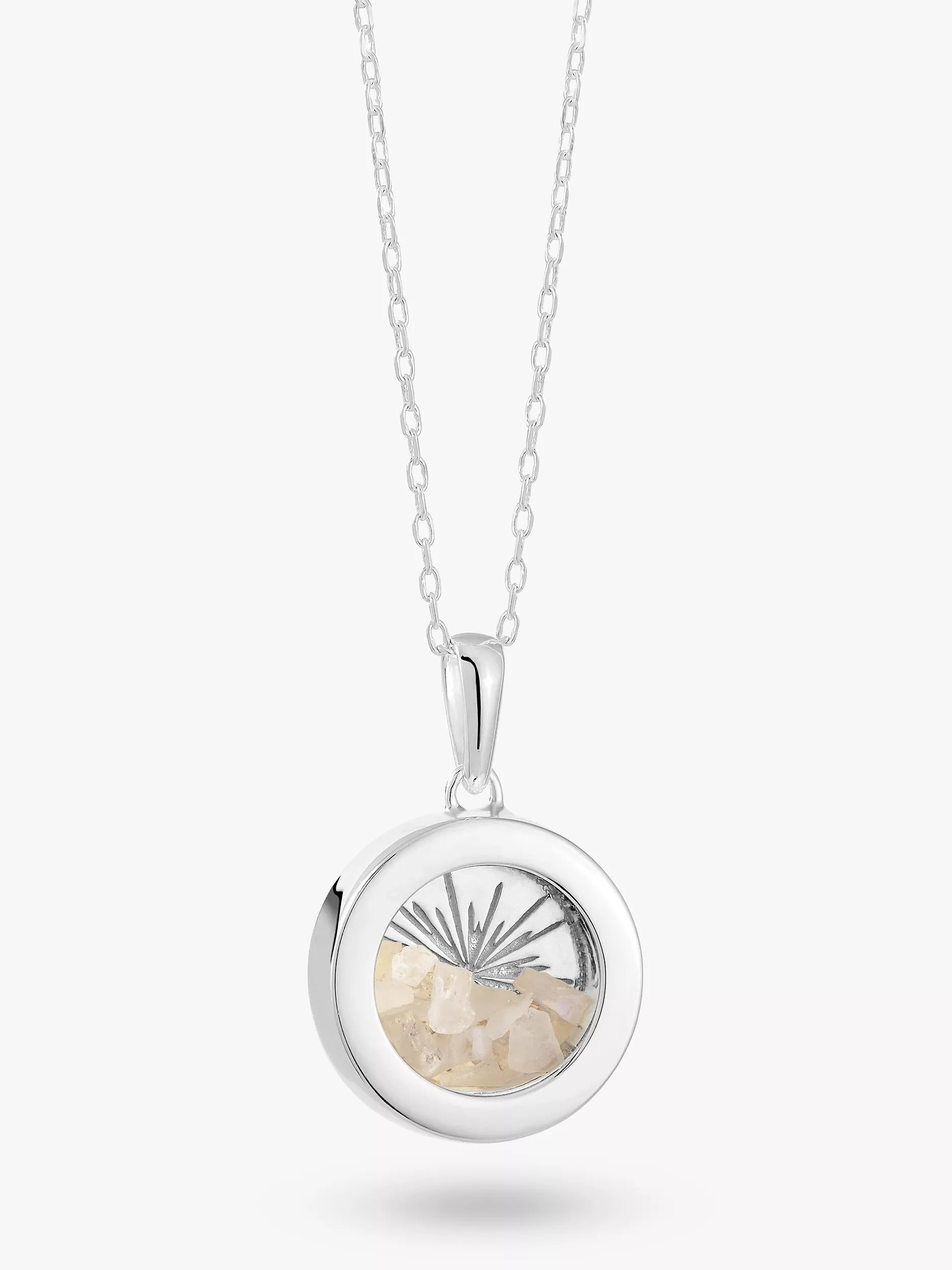 Rachel Jackson London Personalisierbares kleines Deko-Sonnen-Geburtsstein-Amulett-Halskette, Silber