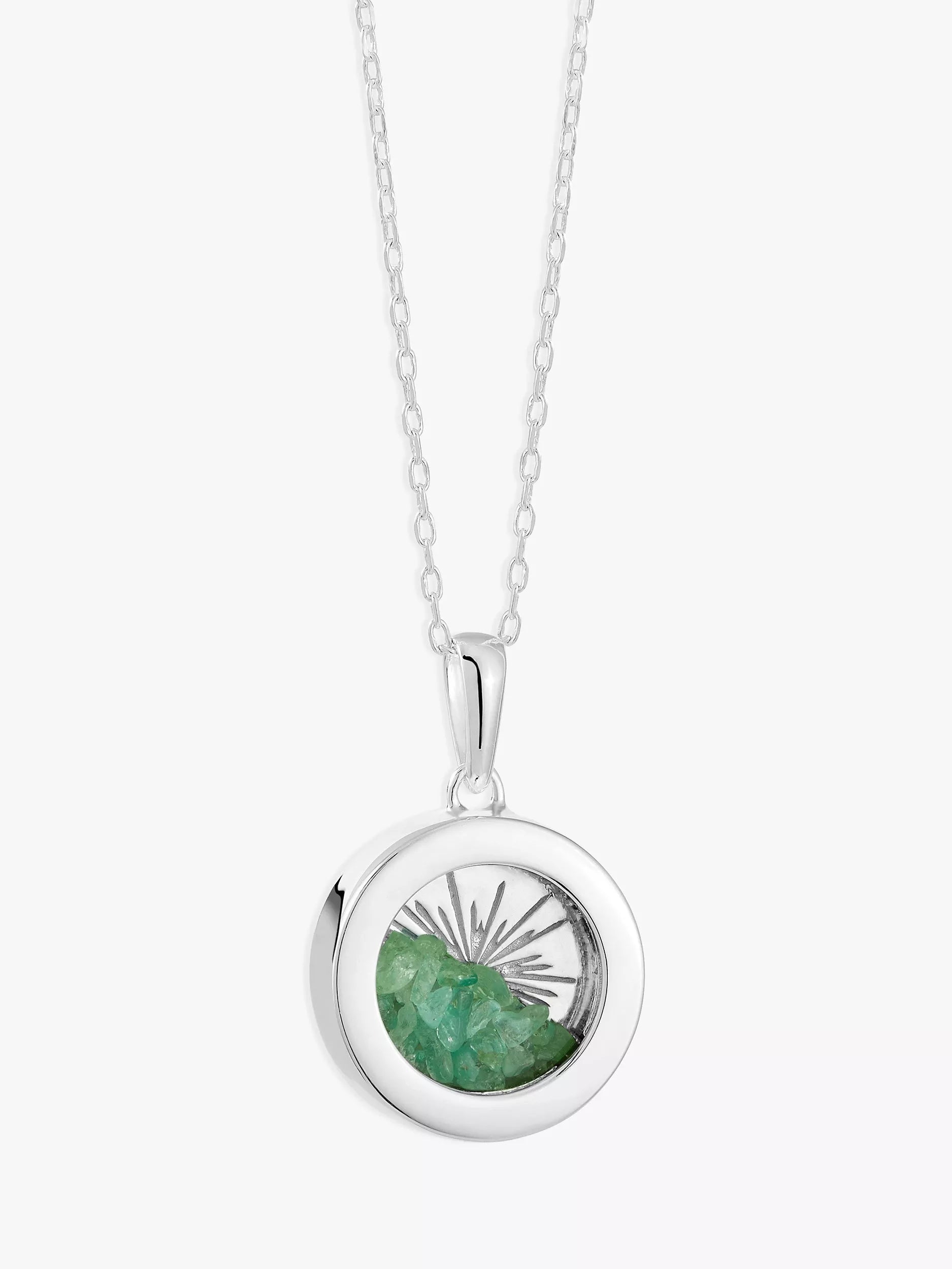 Rachel Jackson London Personalisierbares kleines Deko-Sonnen-Geburtsstein-Amulett-Halskette, Silber