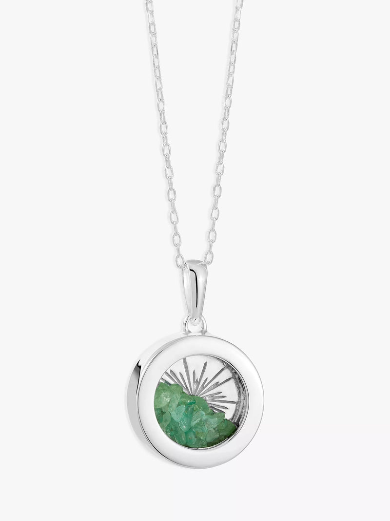 Rachel Jackson London Personalisierbares kleines Deko-Sonnen-Geburtsstein-Amulett-Halskette, Silber