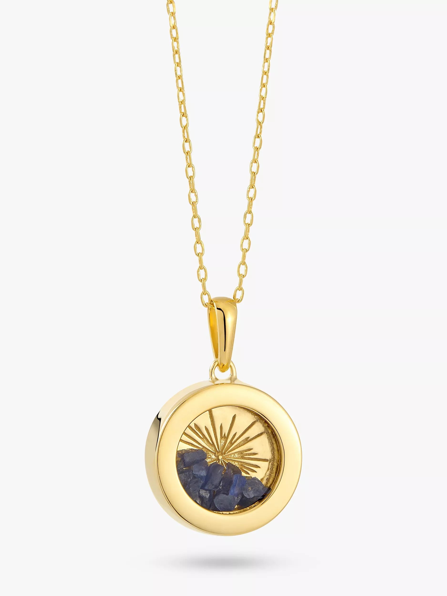 Rachel Jackson London Personalised Small Deco Sun Birthstone Amulet Necklace Gold