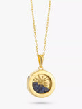 Rachel Jackson London Personalised Small Deco Sun Birthstone Amulet Necklace Gold