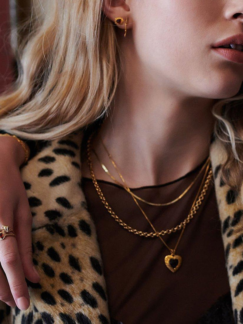 Rachel Jackson London garnet heart pendant necklace gold (British brand)
