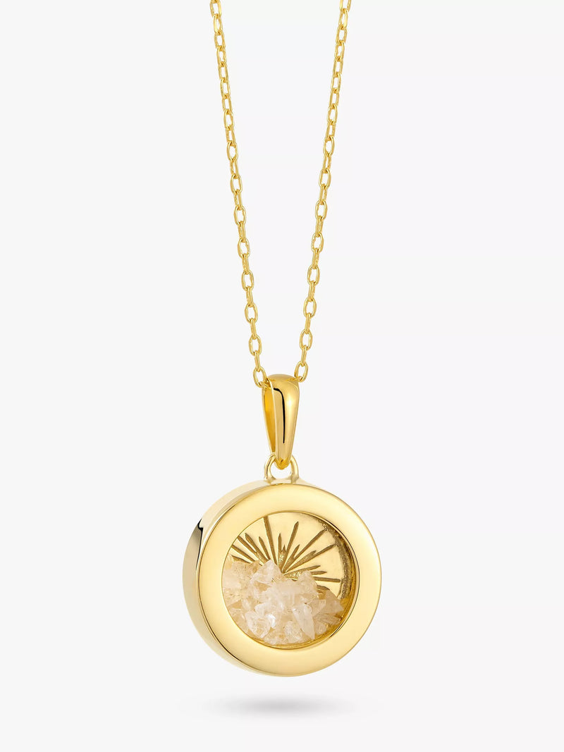 Rachel Jackson London Personalised Small Deco Sun Birthstone Amulet Necklace Gold