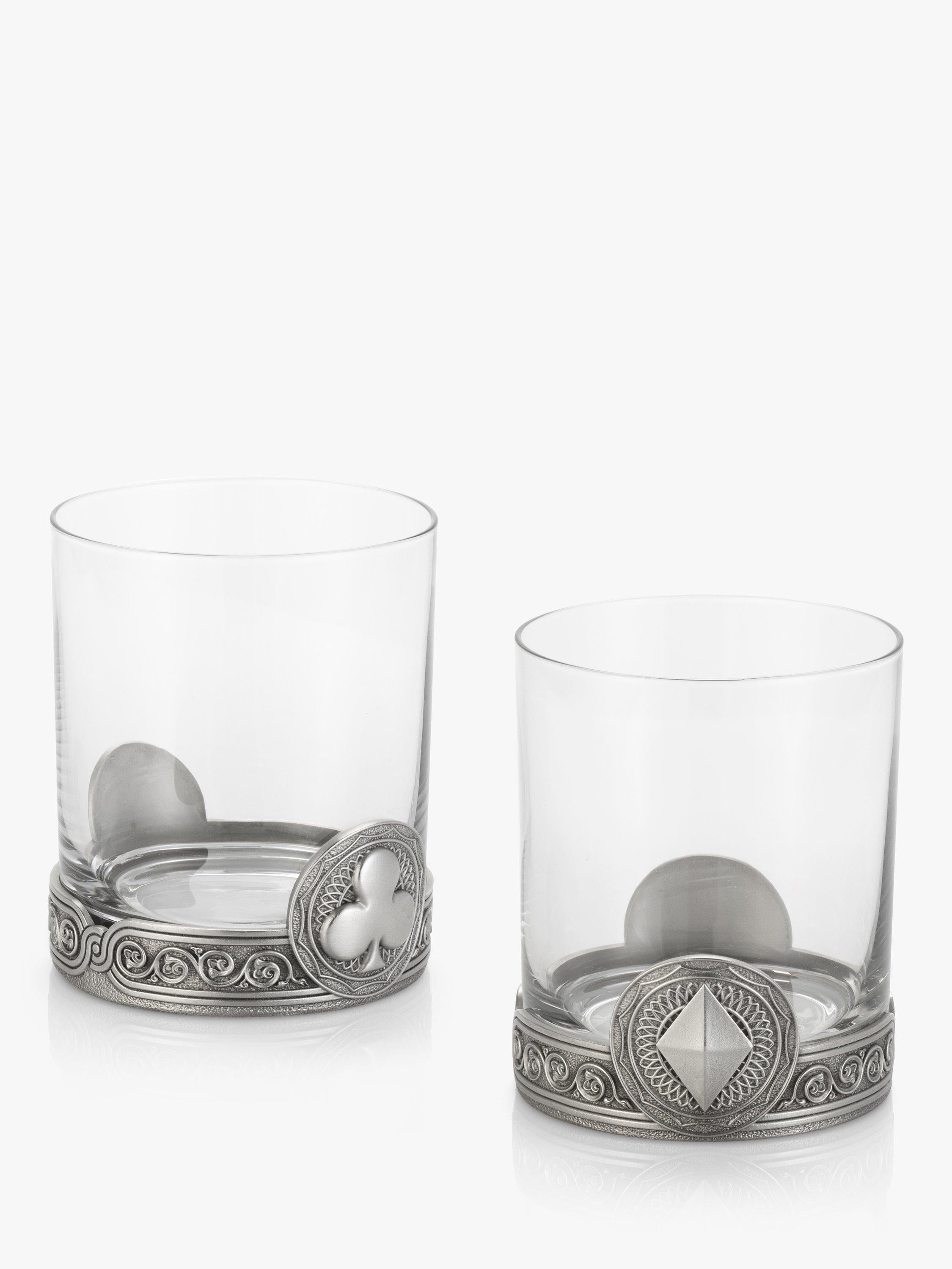 Royal Selangor glass tumblers set of 4 with pewter base, imported from the UK