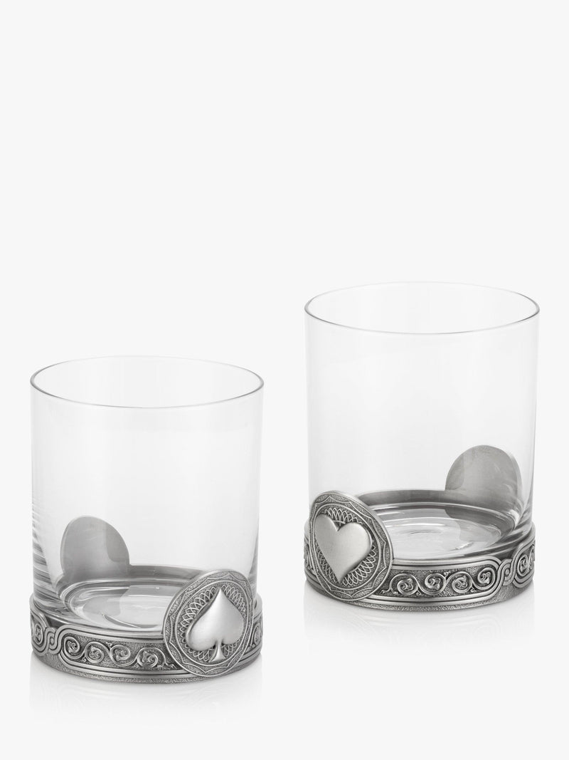 Royal Selangor glass tumblers set of 4 with pewter base, imported from the UK
