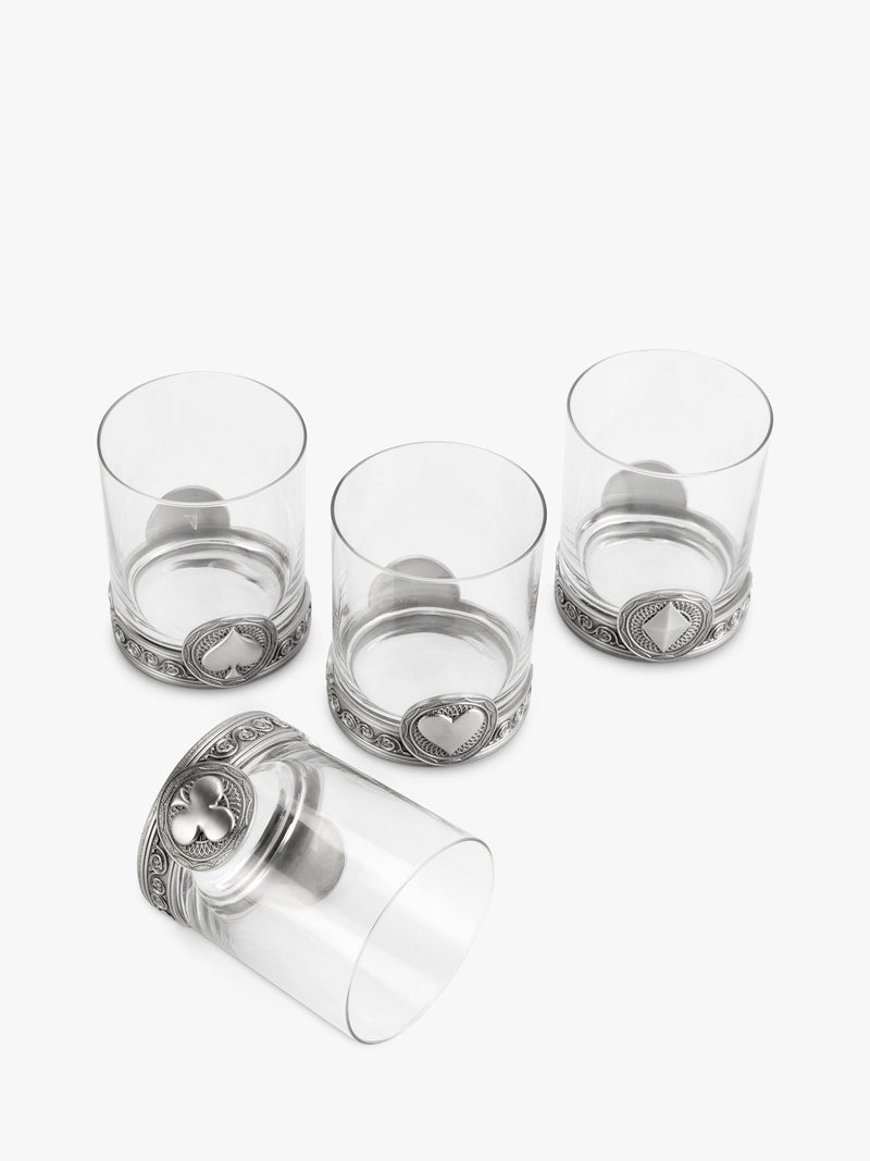 Royal Selangor glass tumblers set of 4 with pewter base, imported from the UK