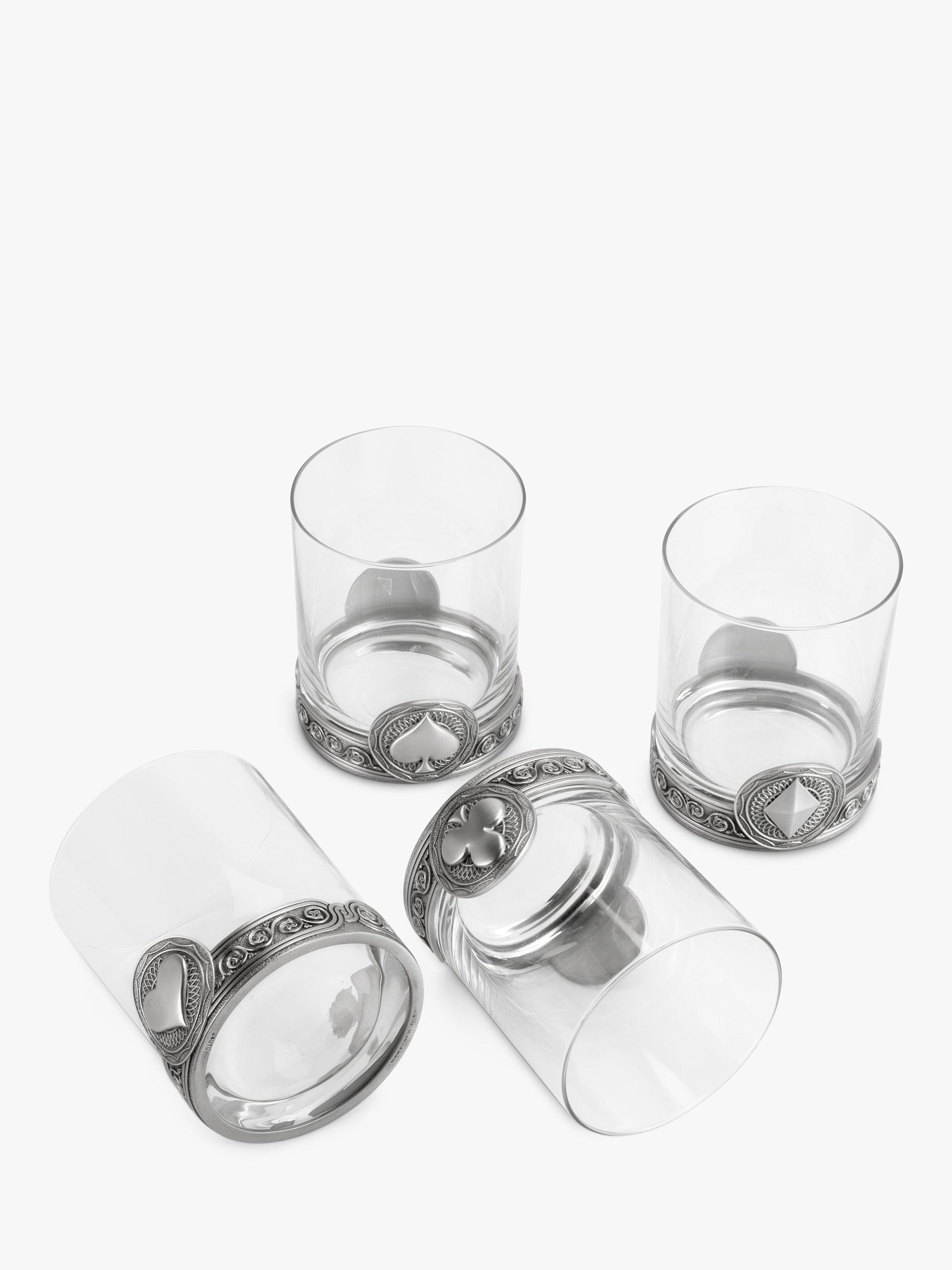Royal Selangor glass tumblers set of 4 with pewter base, imported from the UK