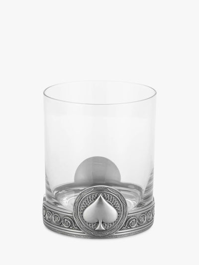 John Lewis Royal Selangor Ace Hearts Glass Tumbler 300ml Pewter Grey/Clear- Buy online at McGrocer