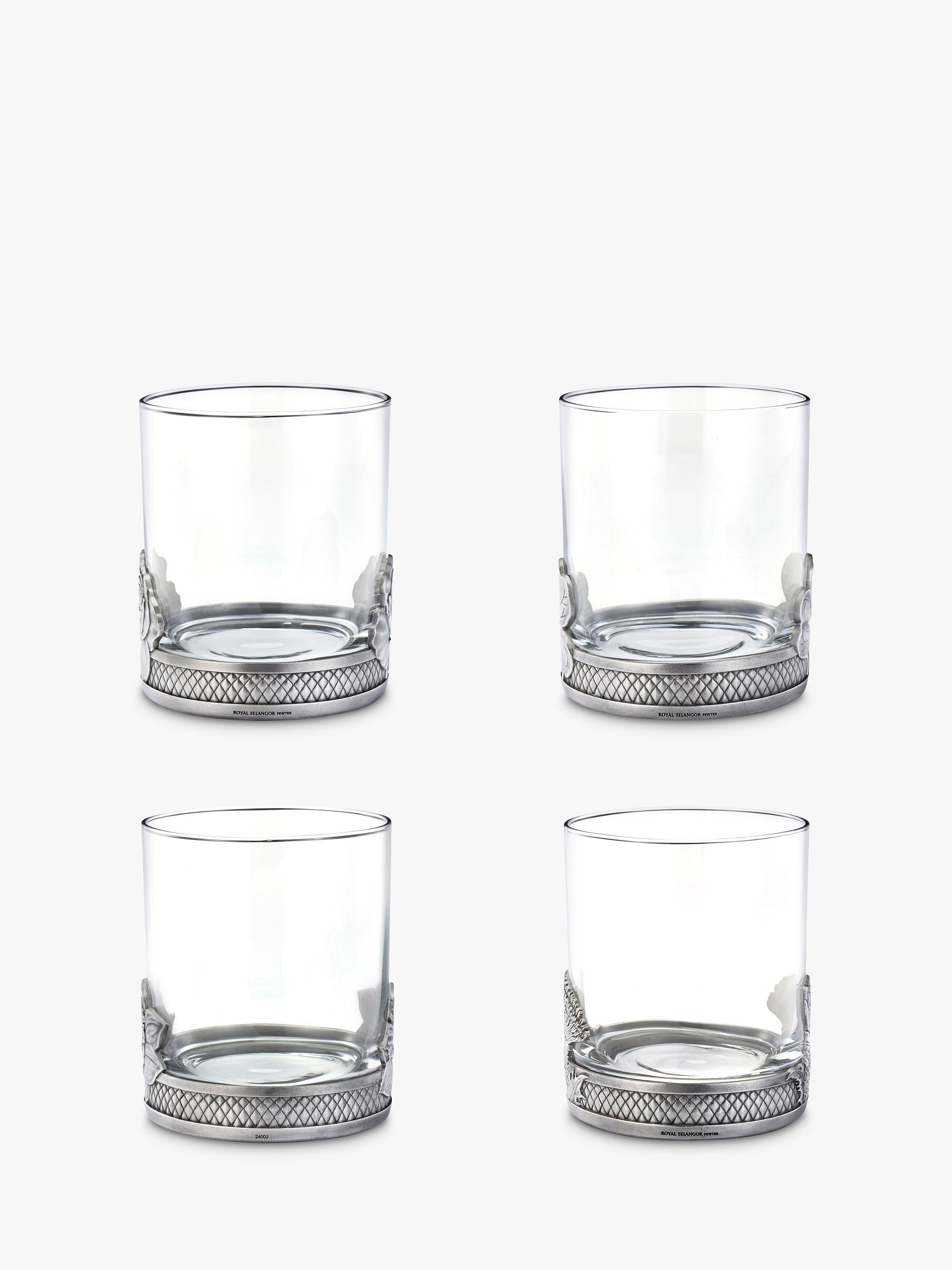 Royal Selangor Woodland tumblers pewter grey clear set of 4 300ml (British brand)