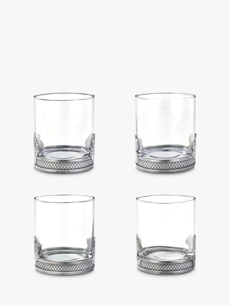Royal Selangor Woodland tumblers pewter grey clear set of 4 300ml (British brand)