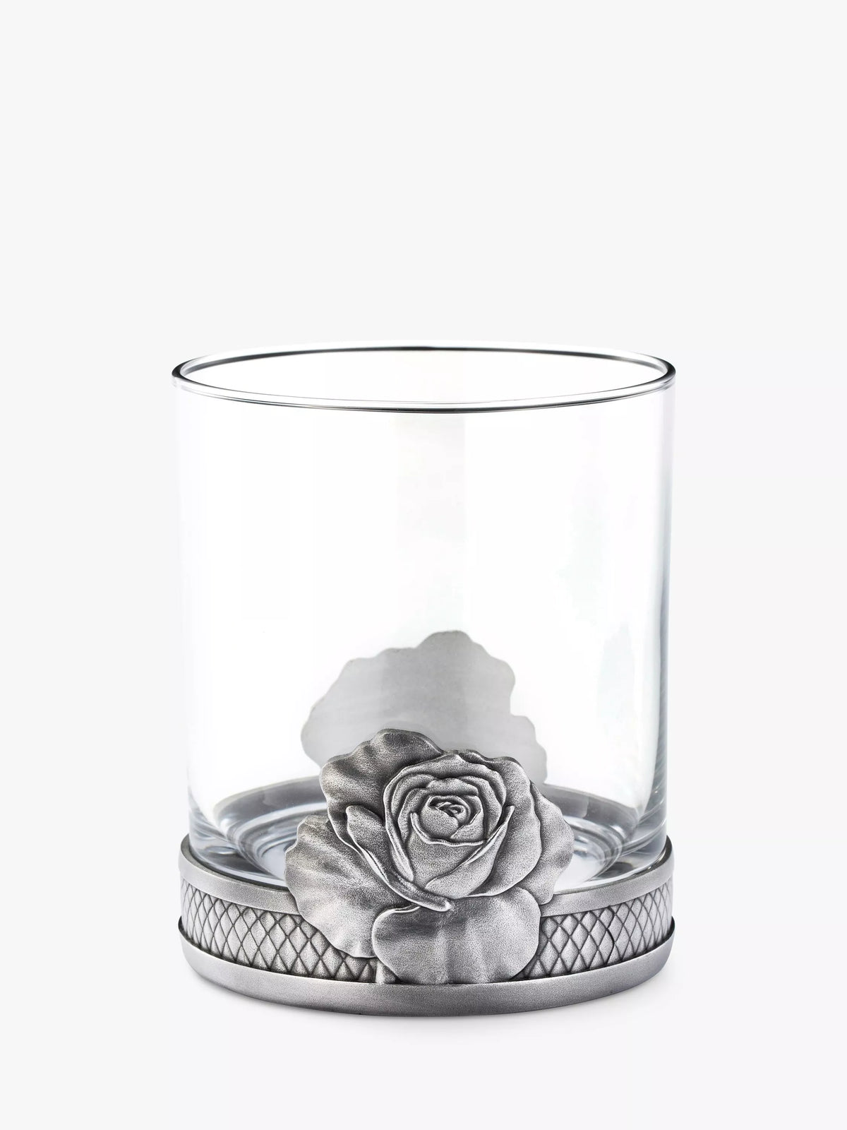 Royal Selangor rose glass tumbler 300ml with pewter base, UK version