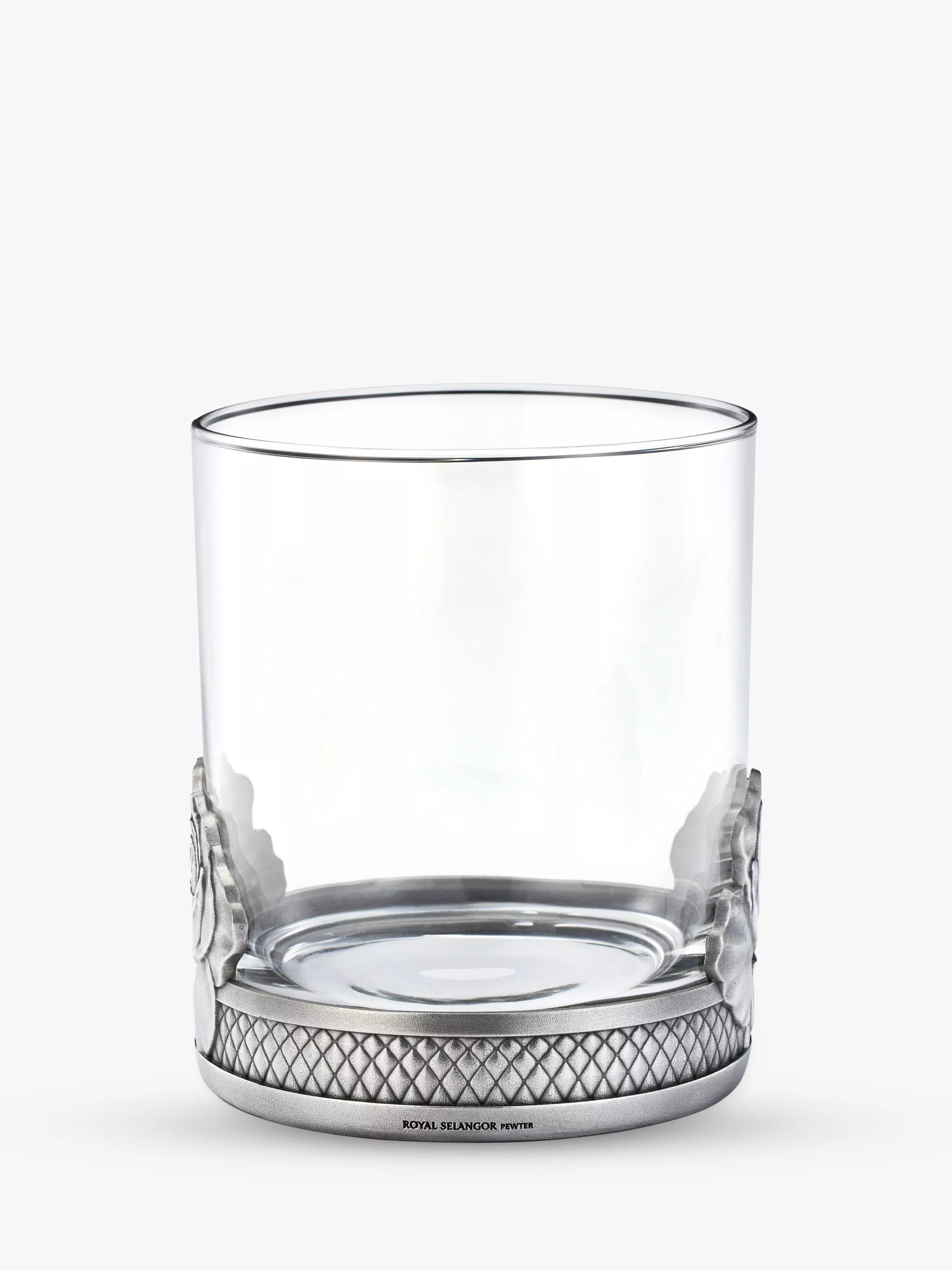 Royal Selangor rose glass tumbler 300ml with pewter base, UK version