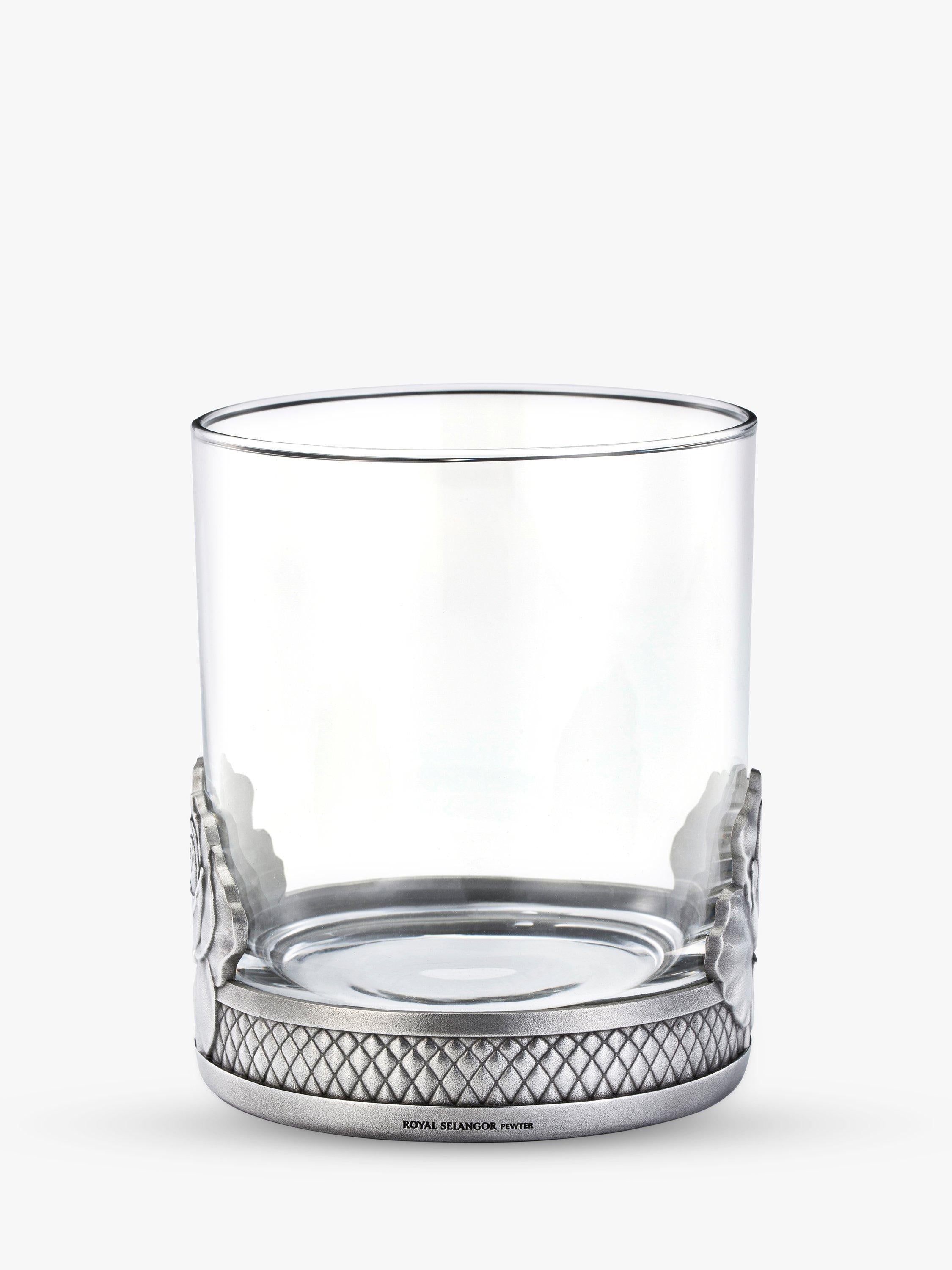 Royal Selangor rose glass tumbler 300ml with pewter base, UK version