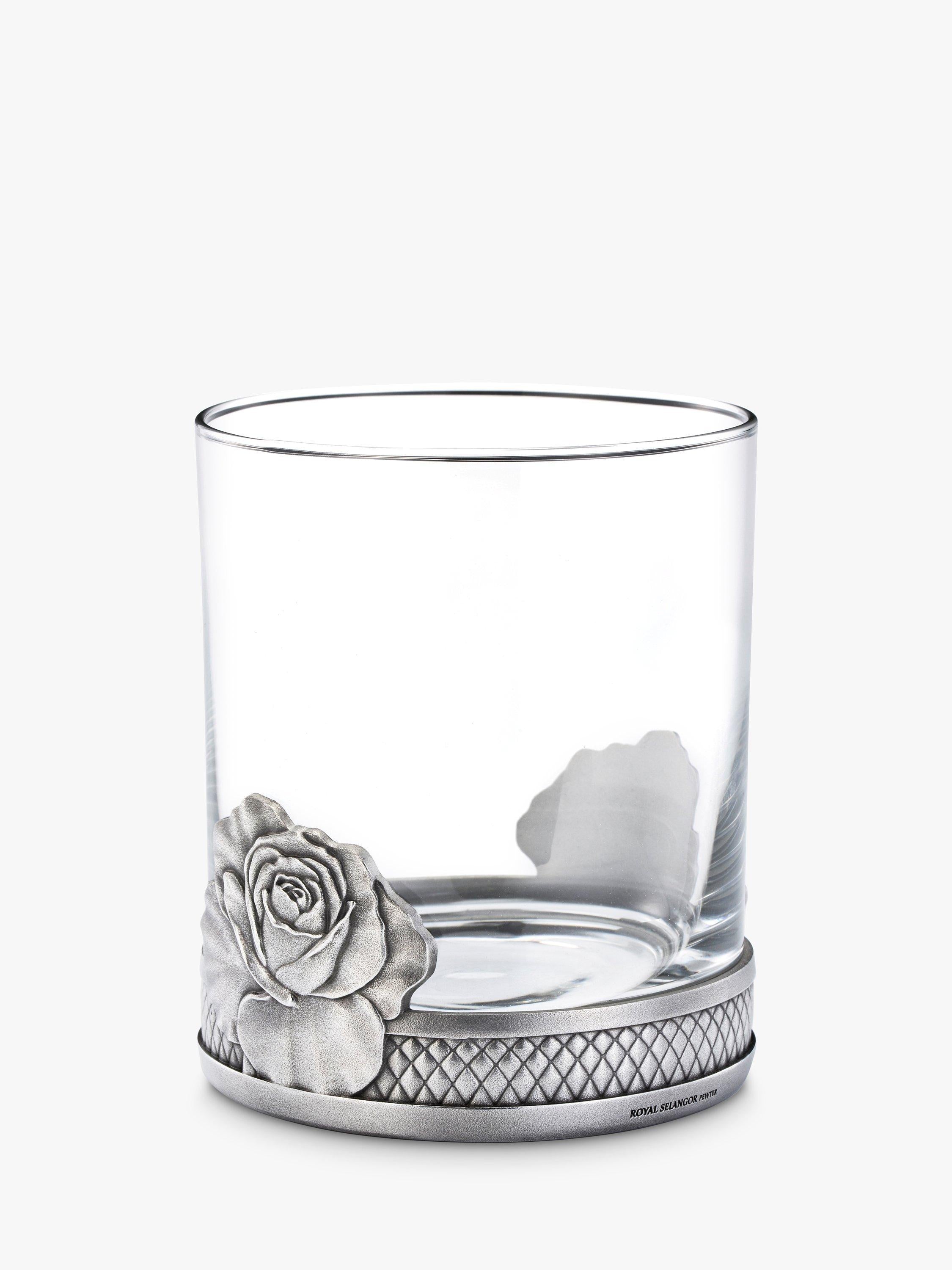 Royal Selangor Glas-Tumbler mit Rosendesign 300ml und Zinnboden, UK-Version