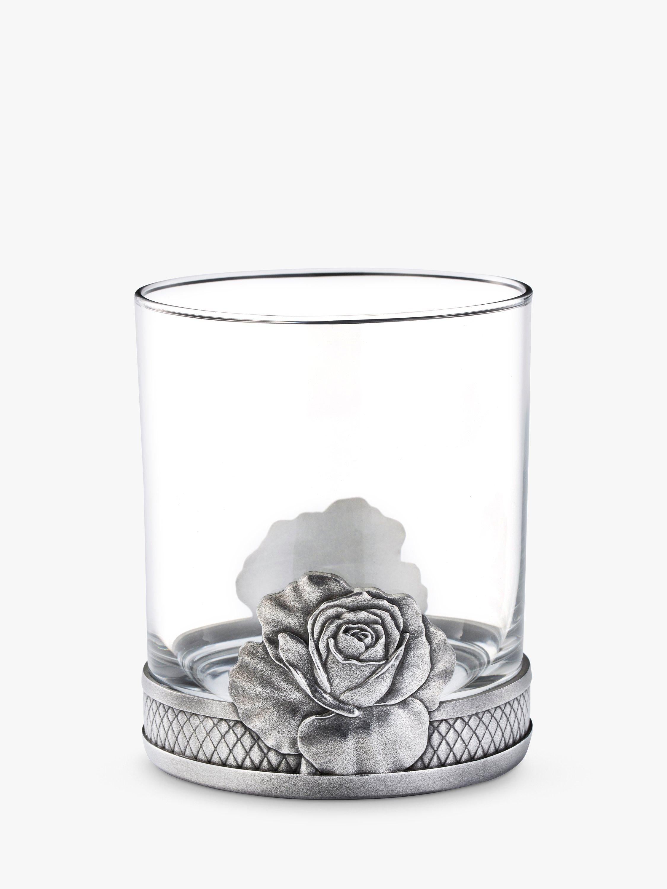 Royal Selangor Glas-Tumbler mit Rosendesign 300ml und Zinnboden, UK-Version