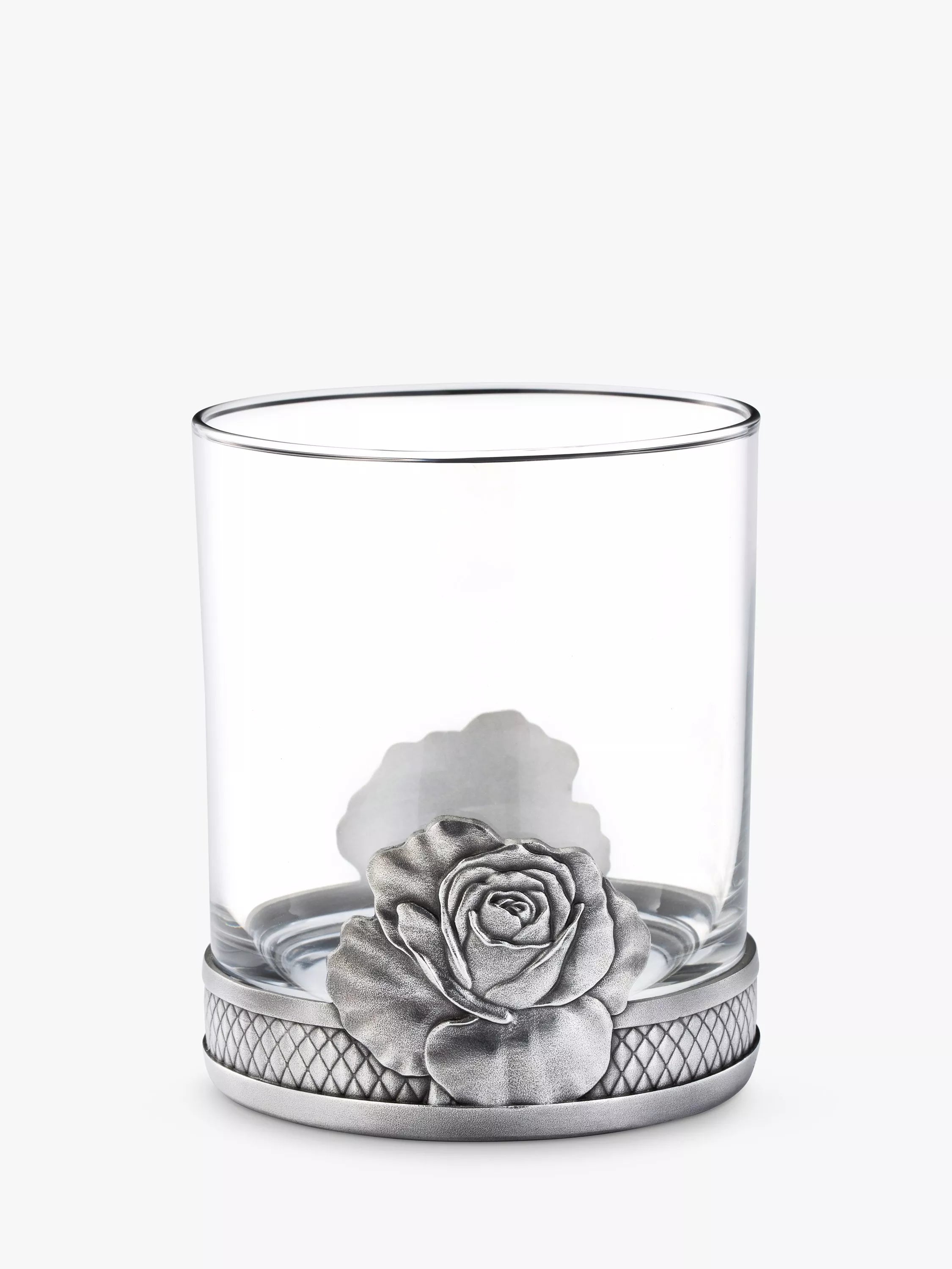 Royal Selangor rose glass tumbler 300ml with pewter base, UK version
