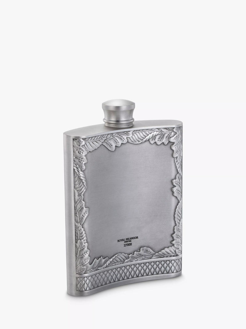 Royal Selangor pewter grey stag hip flask 165ml, imported from the UK