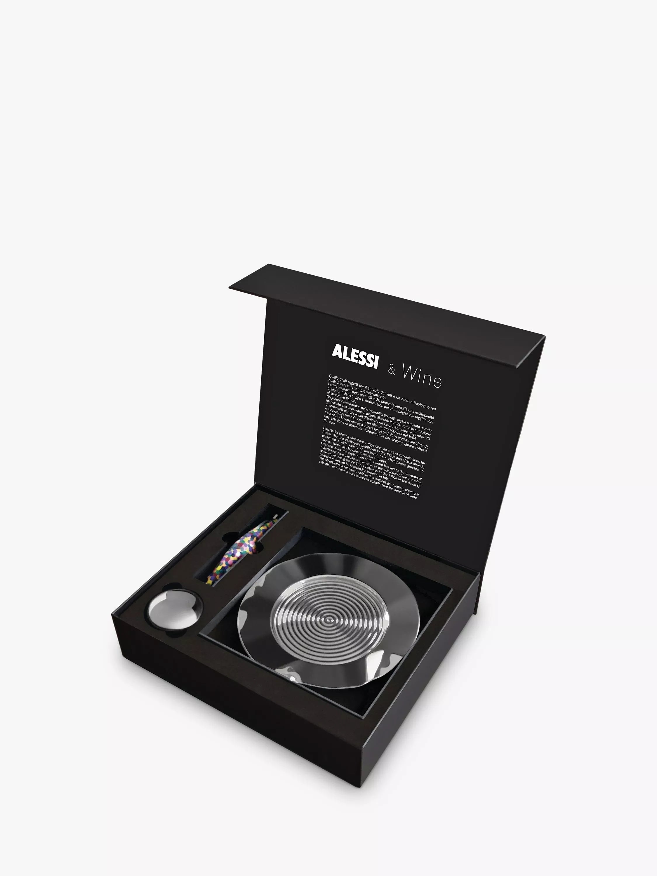 Alessi Parrot corkscrew gift set silver/multi, imported from the UK