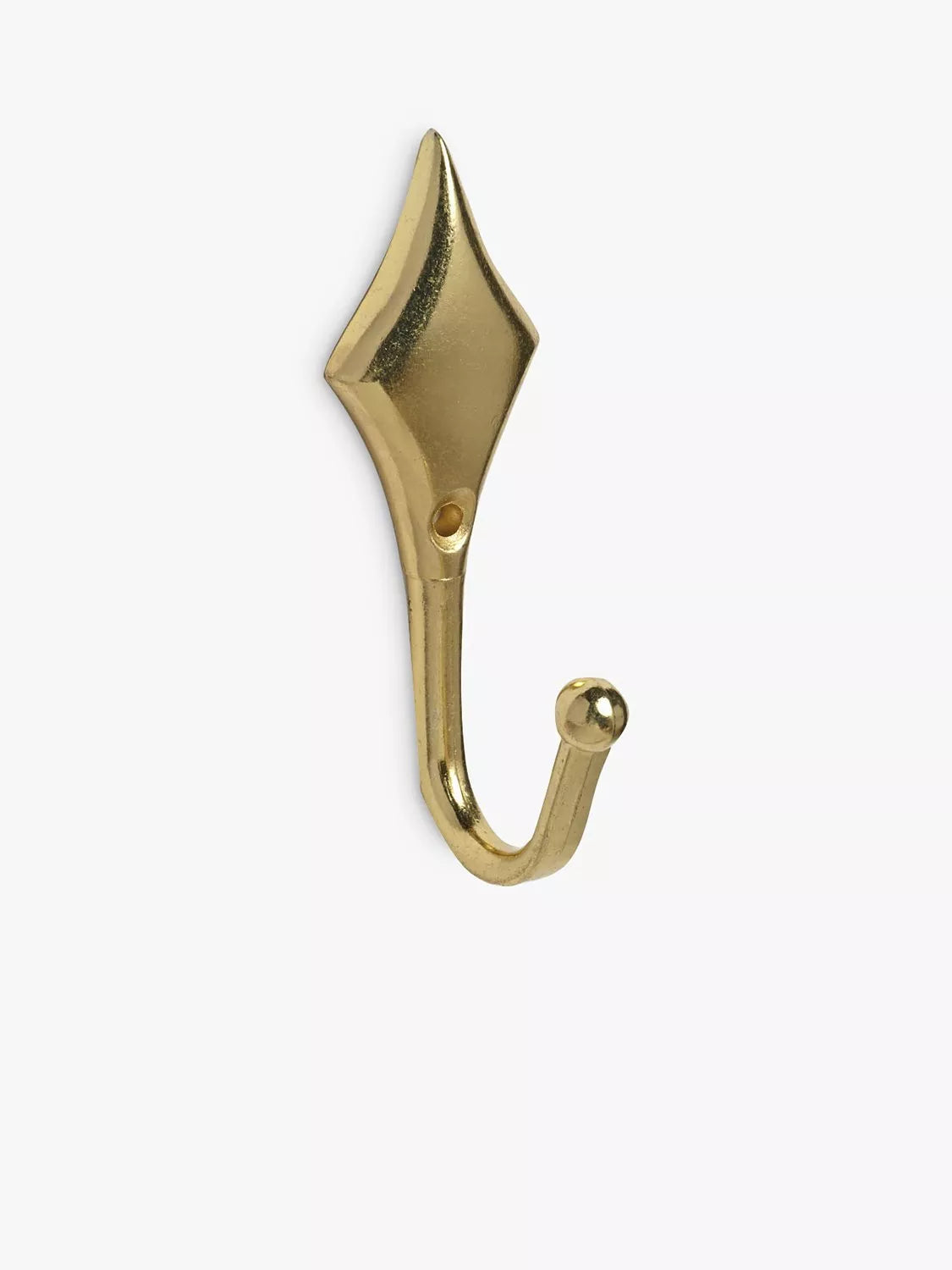 John Lewis Diamond Tieback Hook, Pack of 2, Bright Brass