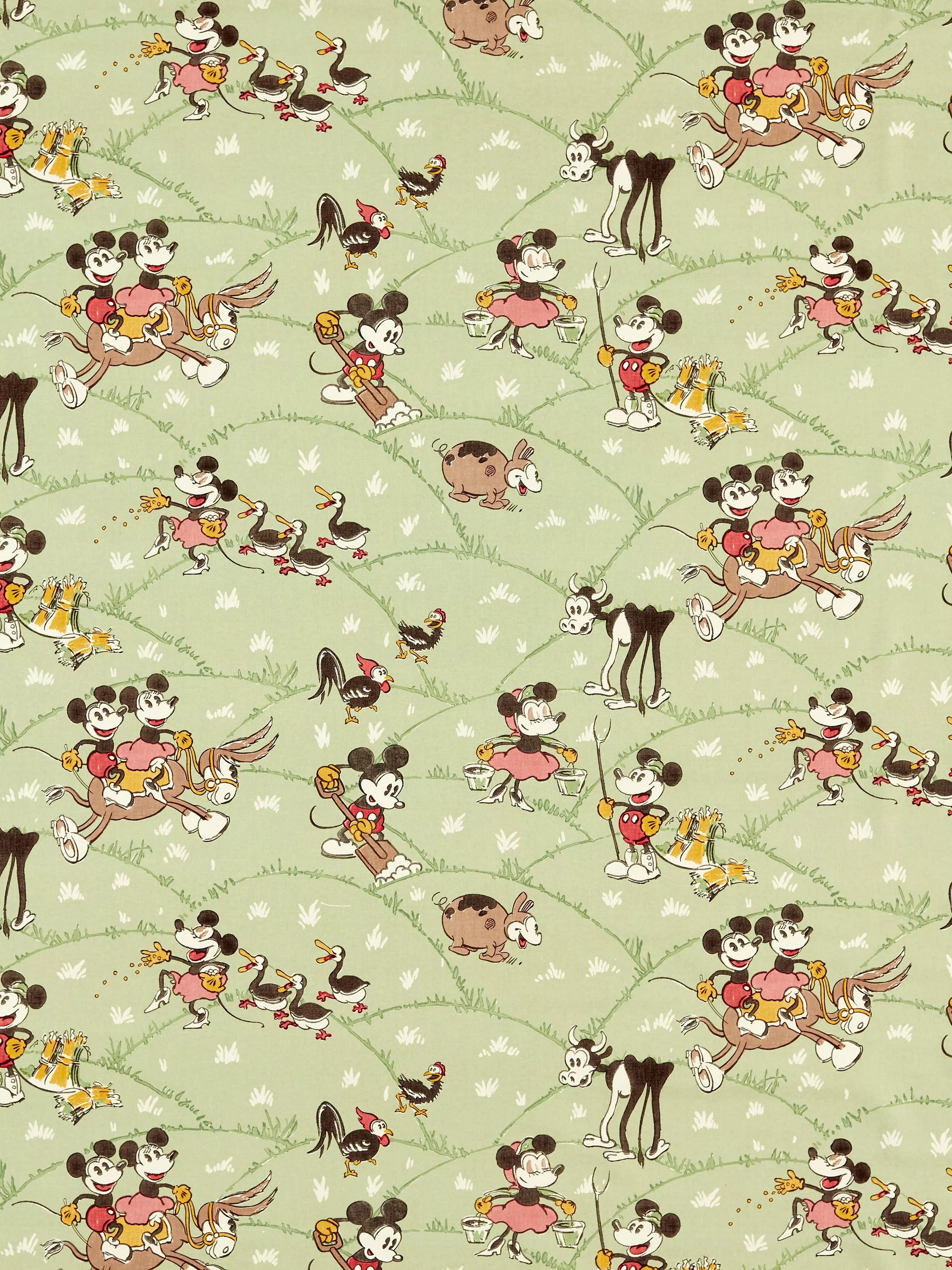 Sanderson Mickey and Minnie Farm furnishing fabric 139cm (British brand)