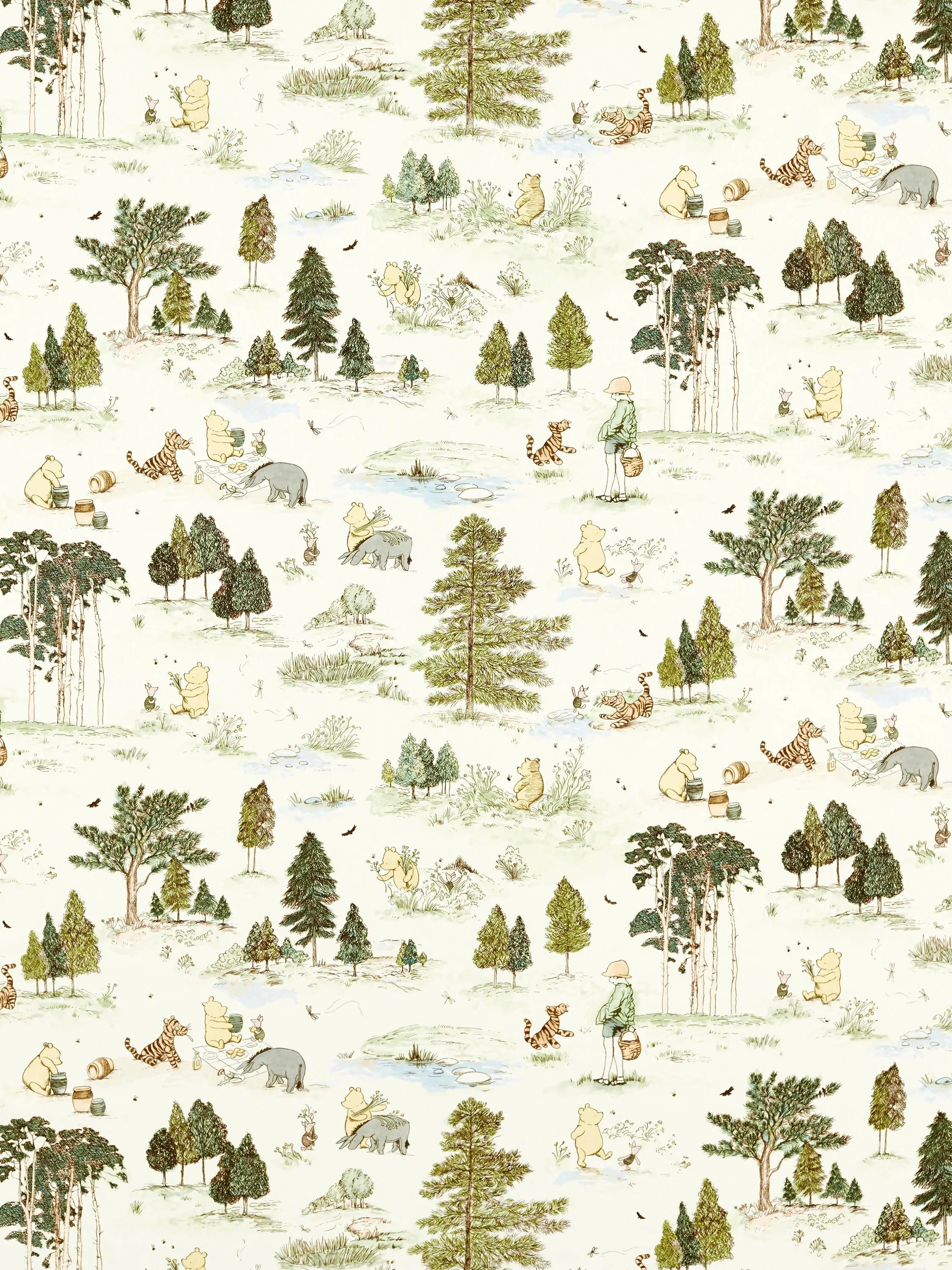 Sanderson Winnie the Pooh Furnishing Fabric Animal Children's Print 139cm