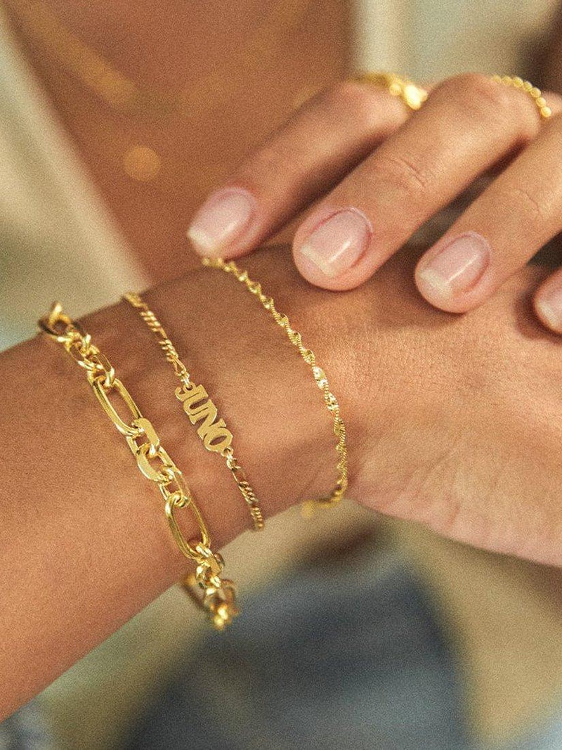 Daisy London personalised nameplate figaro chain bracelet (British brand)