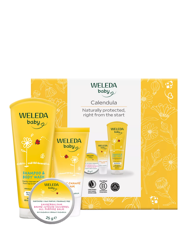 Calendula Baby Care Gift Set with Shampoo, Body Wash, Nappy Cream and Balm