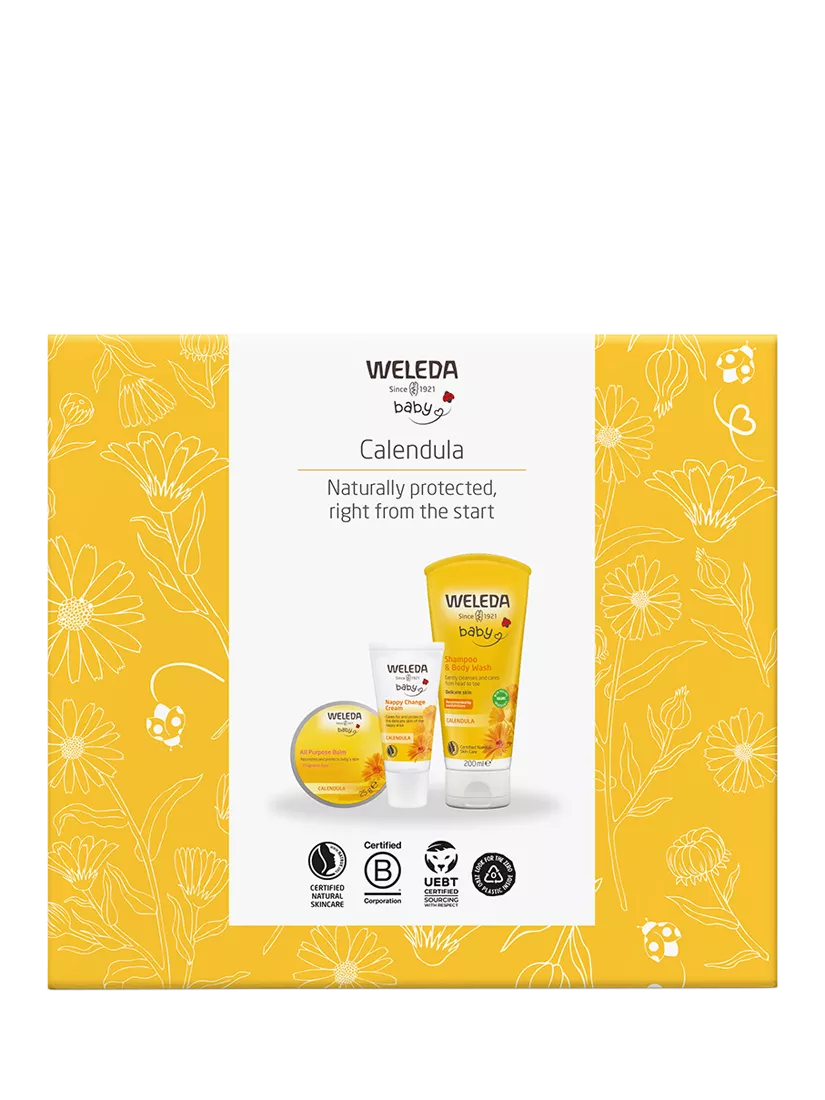 Weleda Calendula Shampoo & Body Wash, Nappy Cream and Balm Baby Gift Set