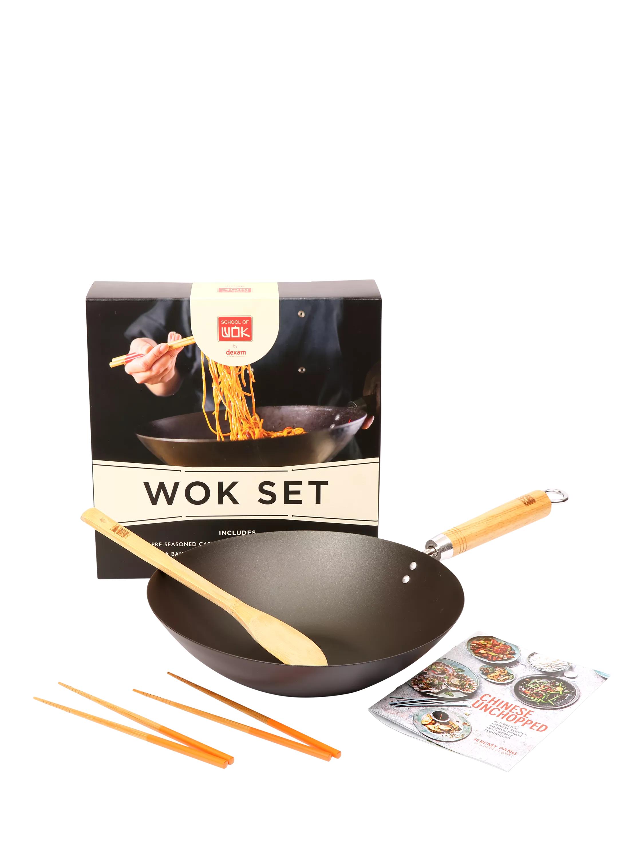 School Of Wok pre-seasoned 30cm wok gift set - British product
