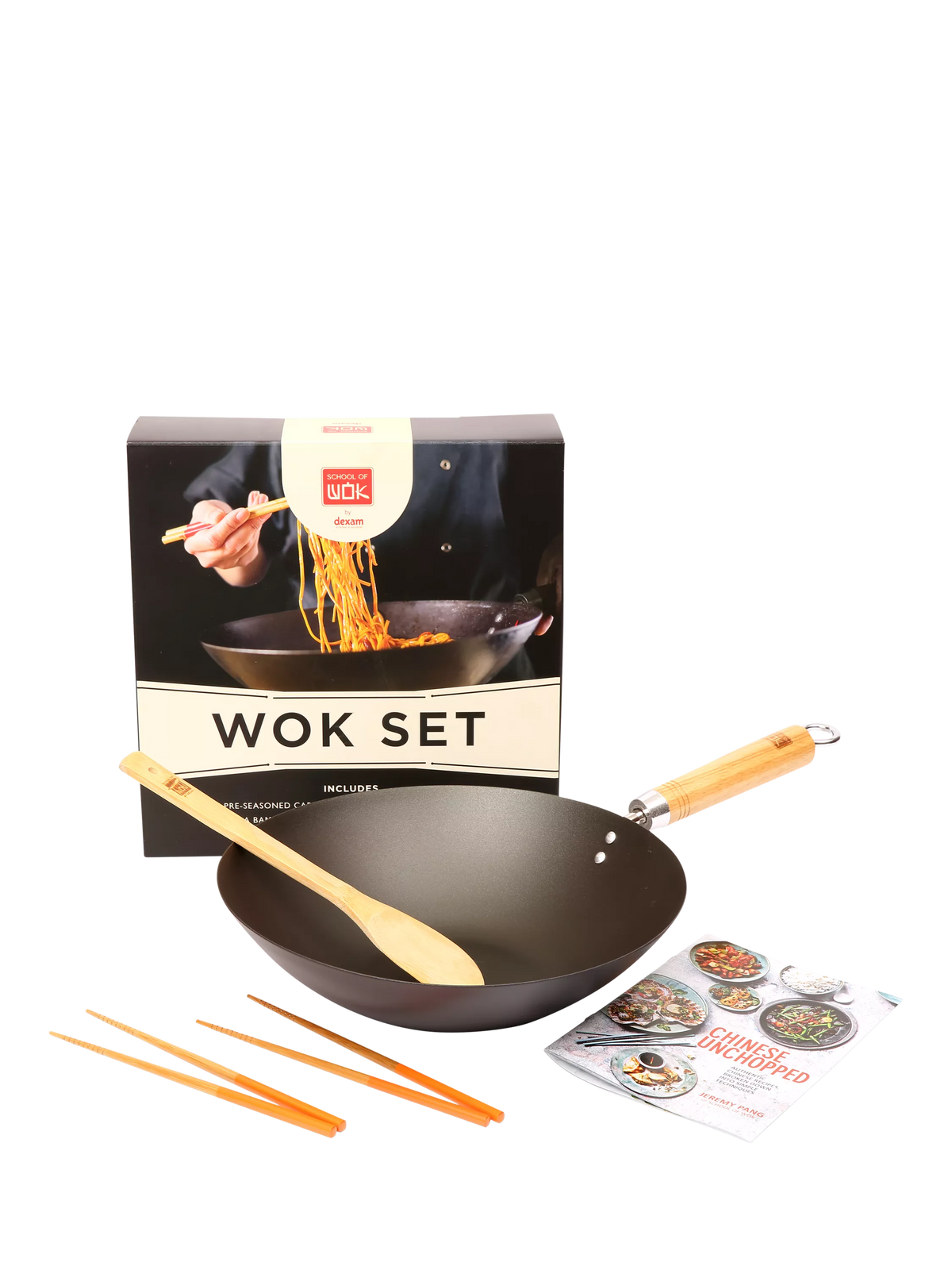 School Of Wok pre-seasoned 30cm wok gift set - British product