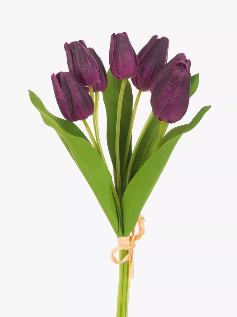 Floralsilk Artificial Fresh Tulip Bunch, Purple