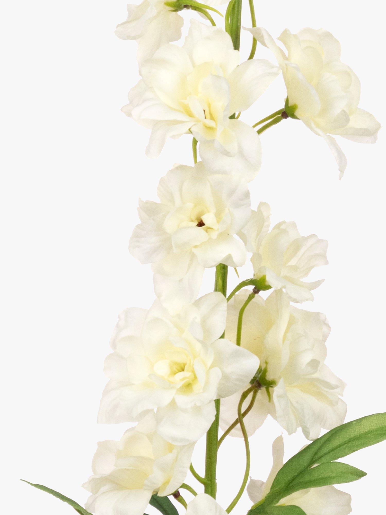 Floralsilk Artificial Delphinium Spray White/Green - British product